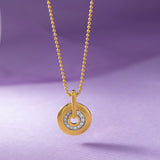 Round Bold Gold Diamond Necklace, 14K Solid Gold, 1/5 ct Lab Grown Diamond-5