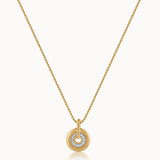 Round Bold Gold Diamond Necklace, 14K Solid Gold, 1/5 ct Lab Grown Diamond-3