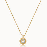 Round Bold Gold Diamond Necklace, 14K Gold Vermeil, 1/5 ct Lab Grown Diamond-3