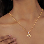 Oval Bold Gold Diamond Necklace, 14K Gold Vermeil, 1/4 ct Lab Grown Diamond-4