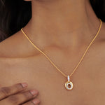 Oval Bold Gold Diamond Necklace, 14K Solid Gold, 1/4 ct Lab Grown Diamond-4