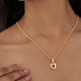 Oval Bold Gold Diamond Necklace, 14K Solid Gold, 1/4 ct Lab Grown Diamond-4