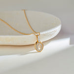 Oval Bold Gold Diamond Necklace, 14K Gold Vermeil, 1/4 ct Lab Grown Diamond-1