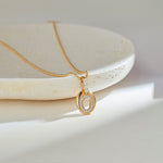 Oval Bold Gold Diamond Necklace, 14K Solid Gold, 1/4 ct Lab Grown Diamond-1