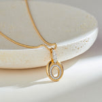 Oval Bold Gold Diamond Necklace, 14K Gold Vermeil, 1/4 ct Lab Grown Diamond-6