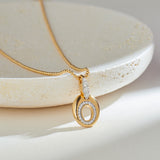 Oval Bold Gold Diamond Necklace, 14K Gold Vermeil, 1/4 ct Lab Grown Diamond-6