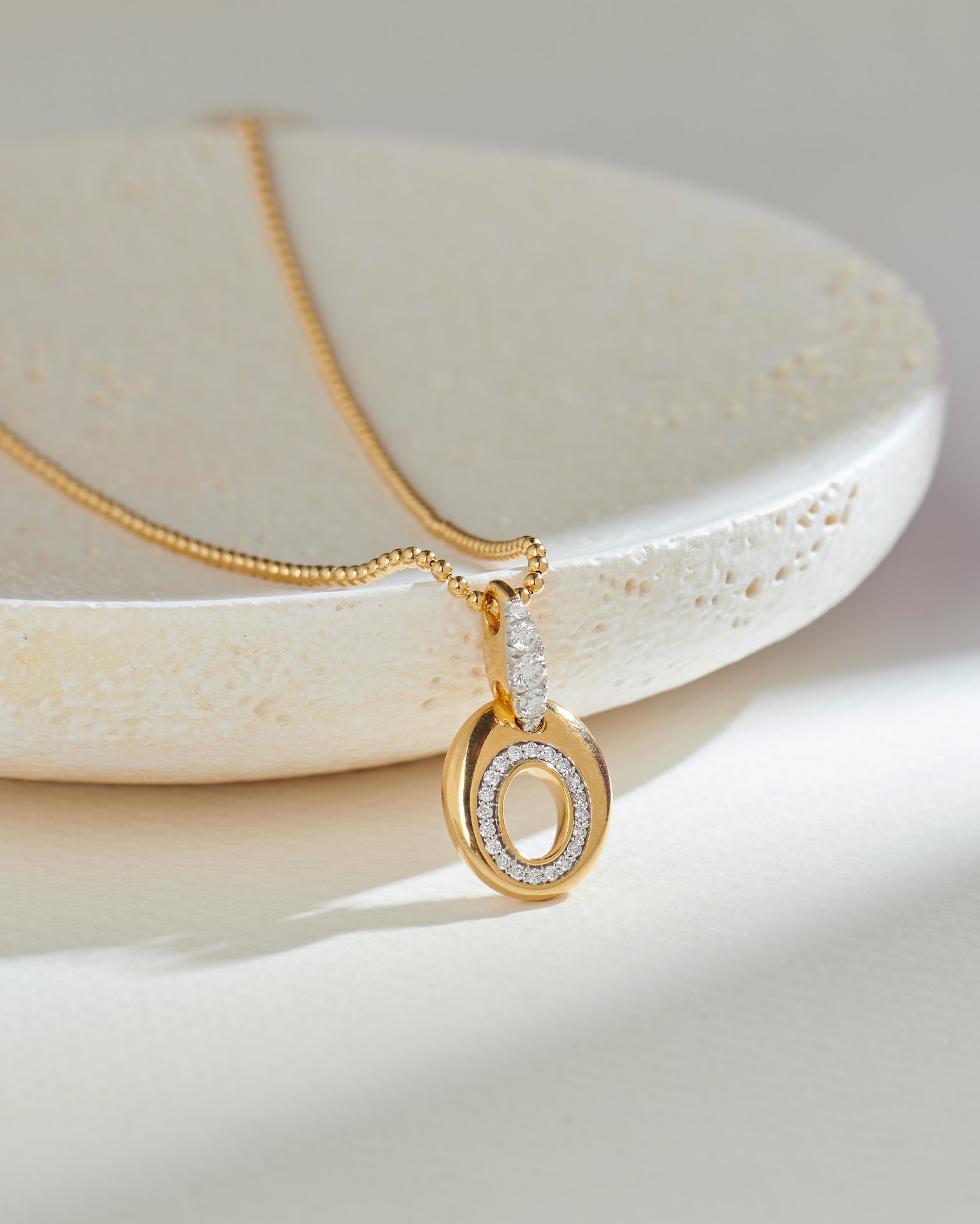 Oval Bold Gold Diamond Necklace, 14K Gold Vermeil, 1/4 ct Lab Grown Diamond-6