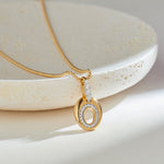 Oval Bold Gold Diamond Necklace, 14K Gold Vermeil, 1/4 ct Lab Grown Diamond-6
