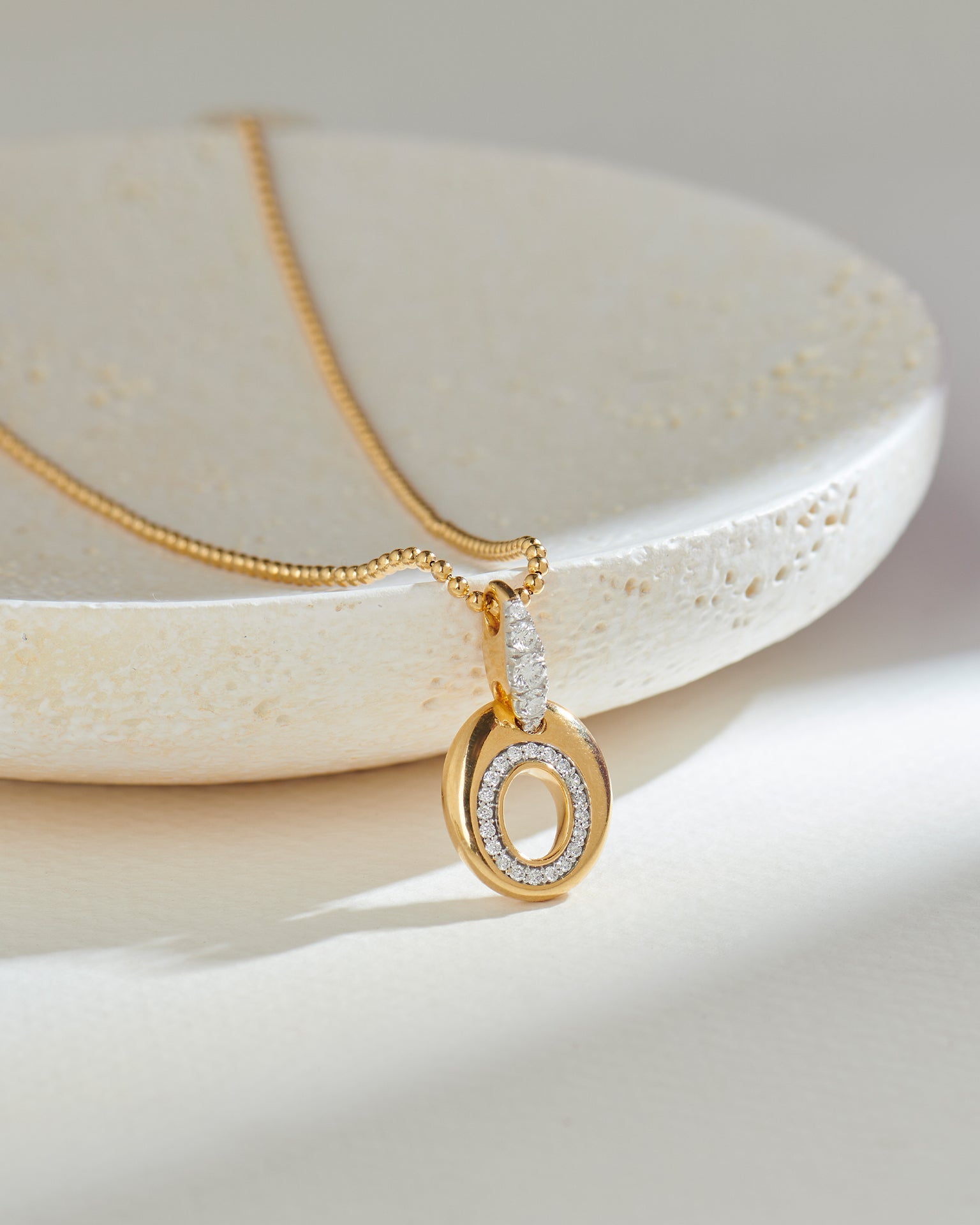 Oval Bold Gold Diamond Necklace, 14K Gold Vermeil, 1/4 ct Lab Grown Diamond-6