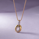 Oval Bold Gold Diamond Necklace, 14K Gold Vermeil, 1/4 ct Lab Grown Diamond-5