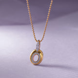 Oval Bold Gold Diamond Necklace, 14K Gold Vermeil, 1/4 ct Lab Grown Diamond-5