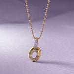Oval Bold Gold Diamond Necklace, 14K Solid Gold, 1/4 ct Lab Grown Diamond-5