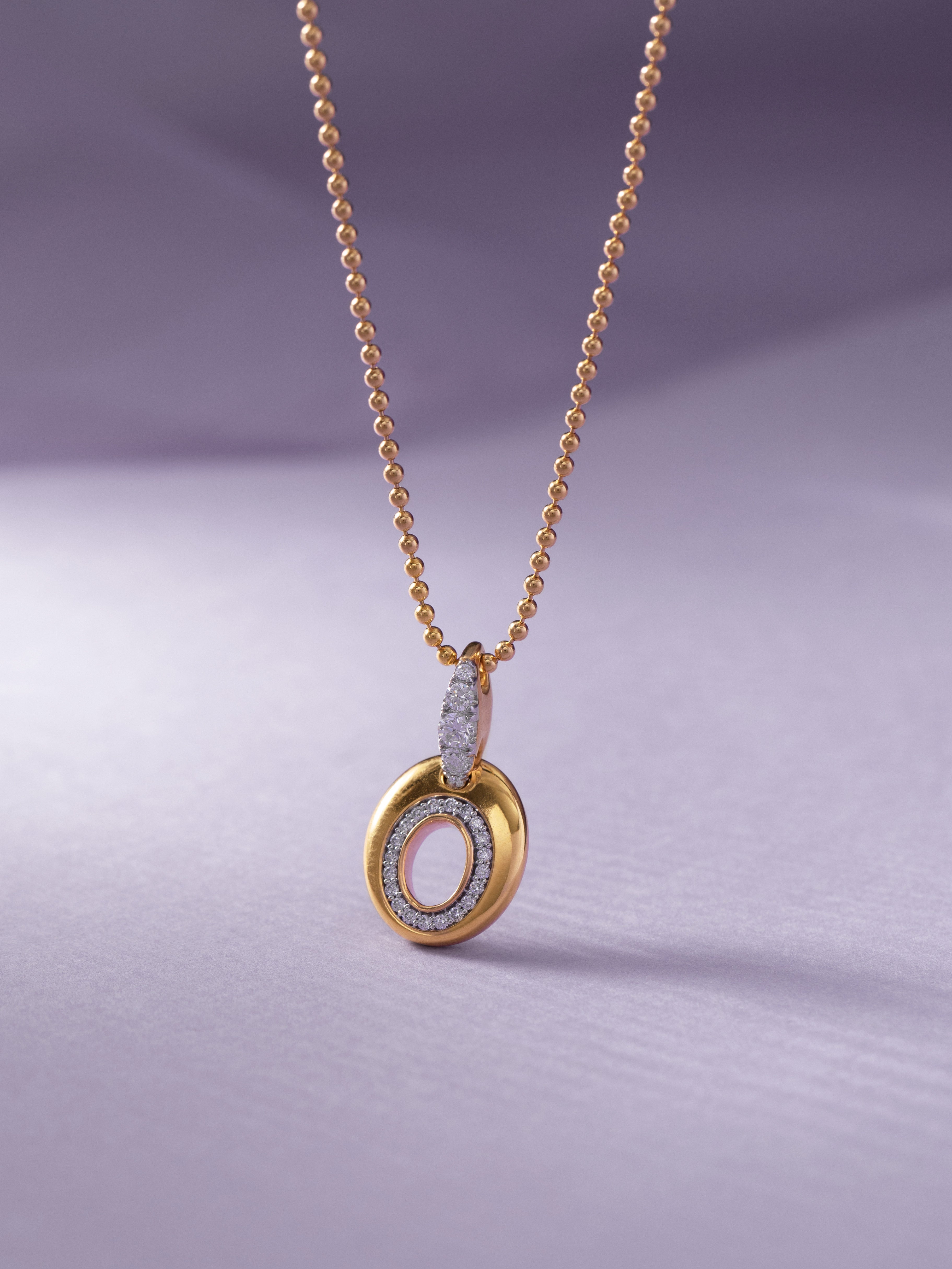 Oval Bold Gold Diamond Necklace, 14K Solid Gold, 1/4 ct Lab Grown Diamond-5
