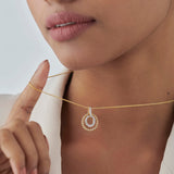 Harmony Diamond Halo Necklace, 14K Solid Gold, 1/5 ct Lab Grown Diamond-4