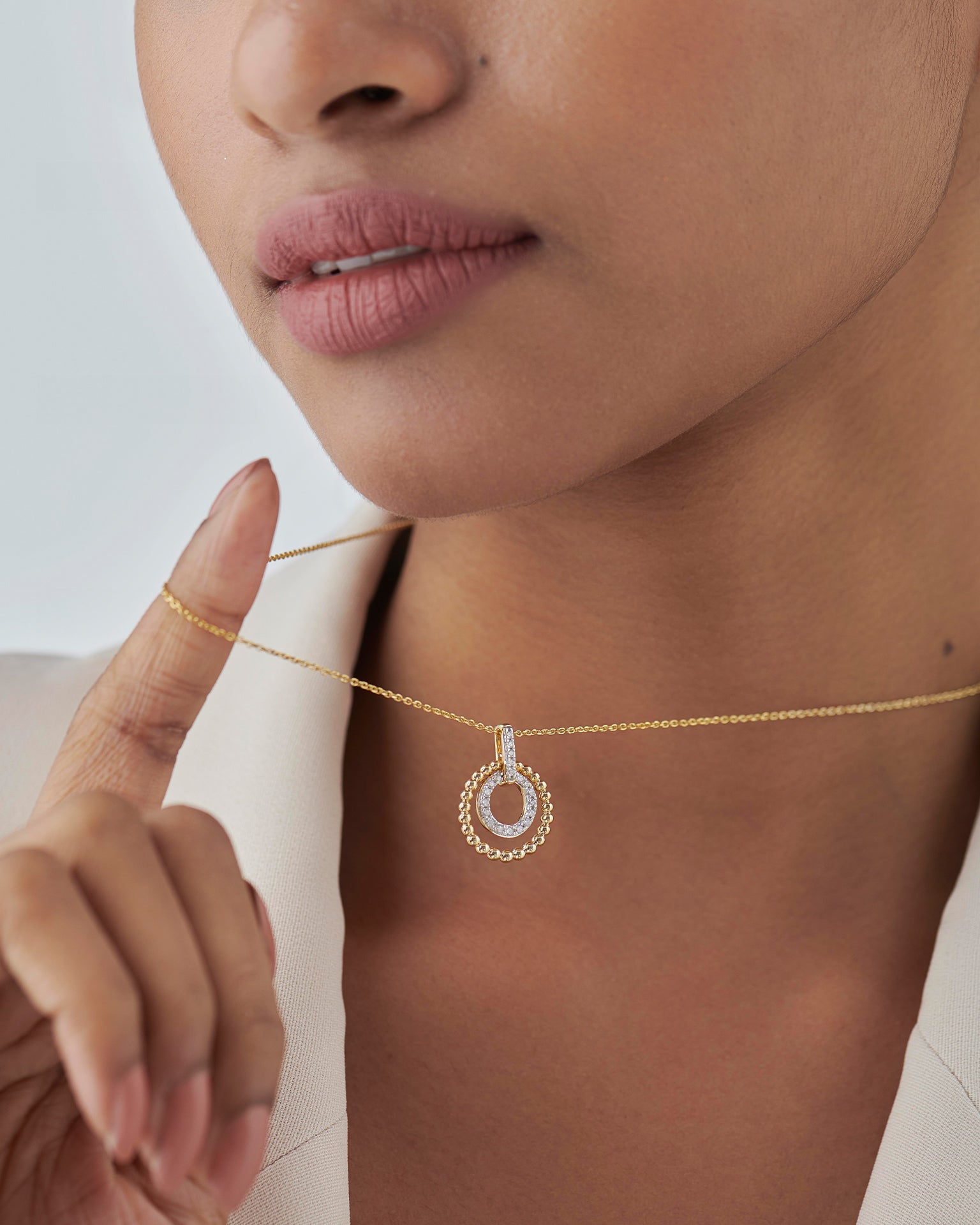 Harmony Diamond Halo Necklace, 14K Solid Gold, 1/5 ct Lab Grown Diamond-4