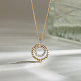 Harmony Diamond Halo Necklace, 14K Solid Gold, 1/5 ct Lab Grown Diamond-1