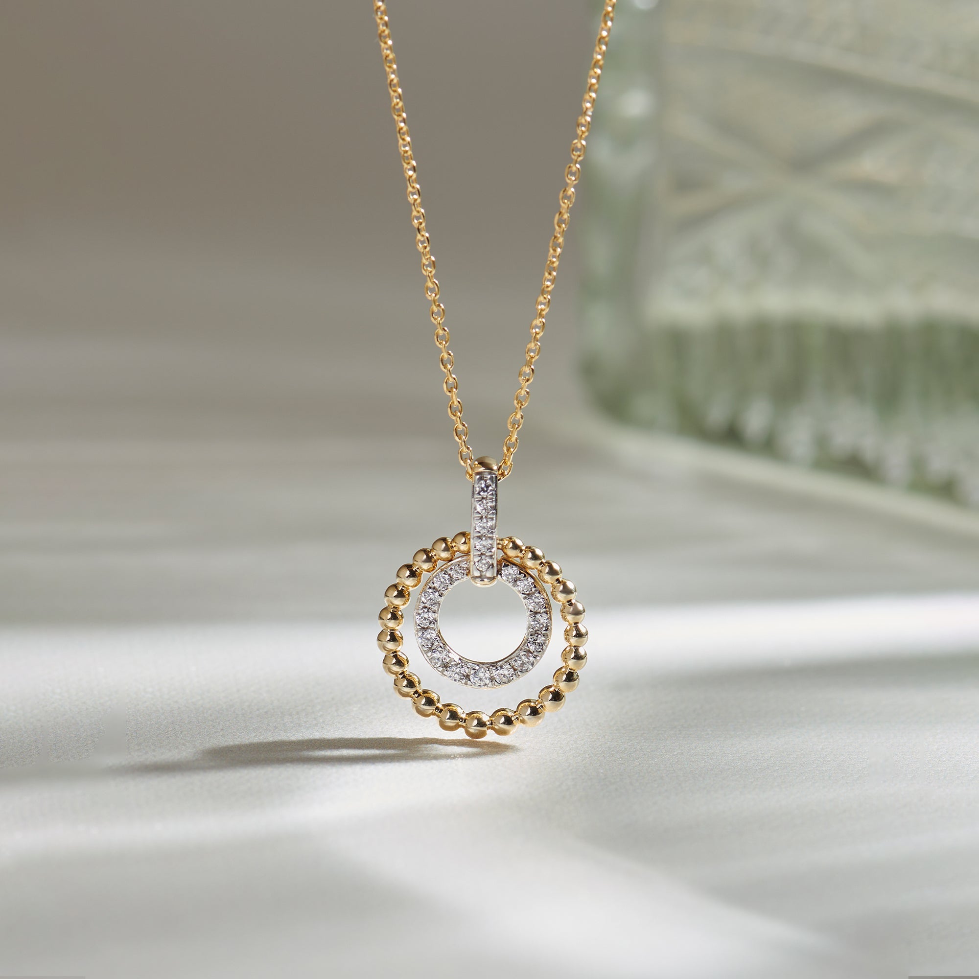 Harmony Diamond Halo Necklace, 14K Solid Gold, 1/5 ct Lab Grown Diamond-1