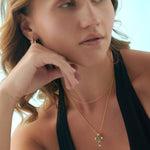 Created Emerald Cross Necklace, 14K Gold Vermeil, 1/5 ct Lab Grown Diamond-2