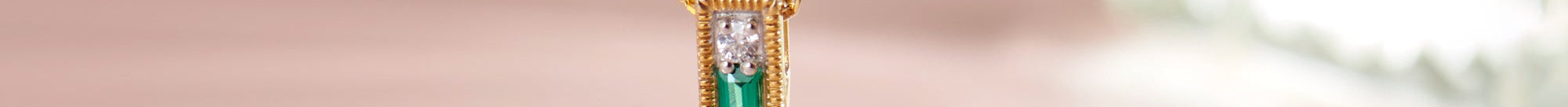 Created Emerald Cross Necklace, 14K Solid Gold, 1/5 ct Lab Grown Diamond-1