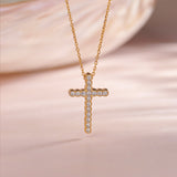 Divine Diamond Cross Necklace, 14K Gold Vermeil, 1/4 ct Lab Grown Diamond-1