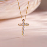 Divine Diamond Cross Necklace, 14K Solid Gold, 1/4 ct Lab Grown Diamond-1
