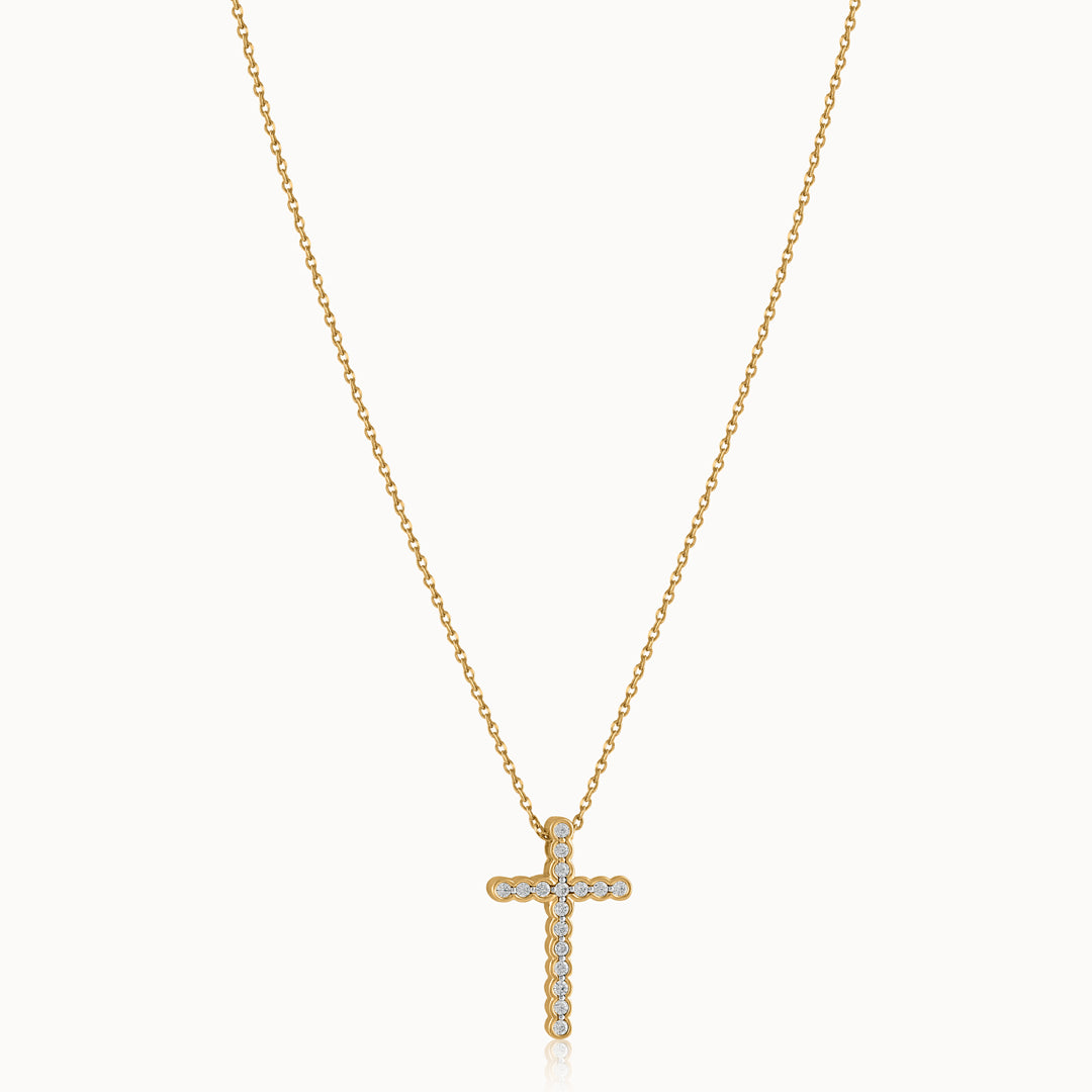 Divine Diamond Cross Necklace, 14K Gold Vermeil, 1/4 ct Lab Grown Diamond-3