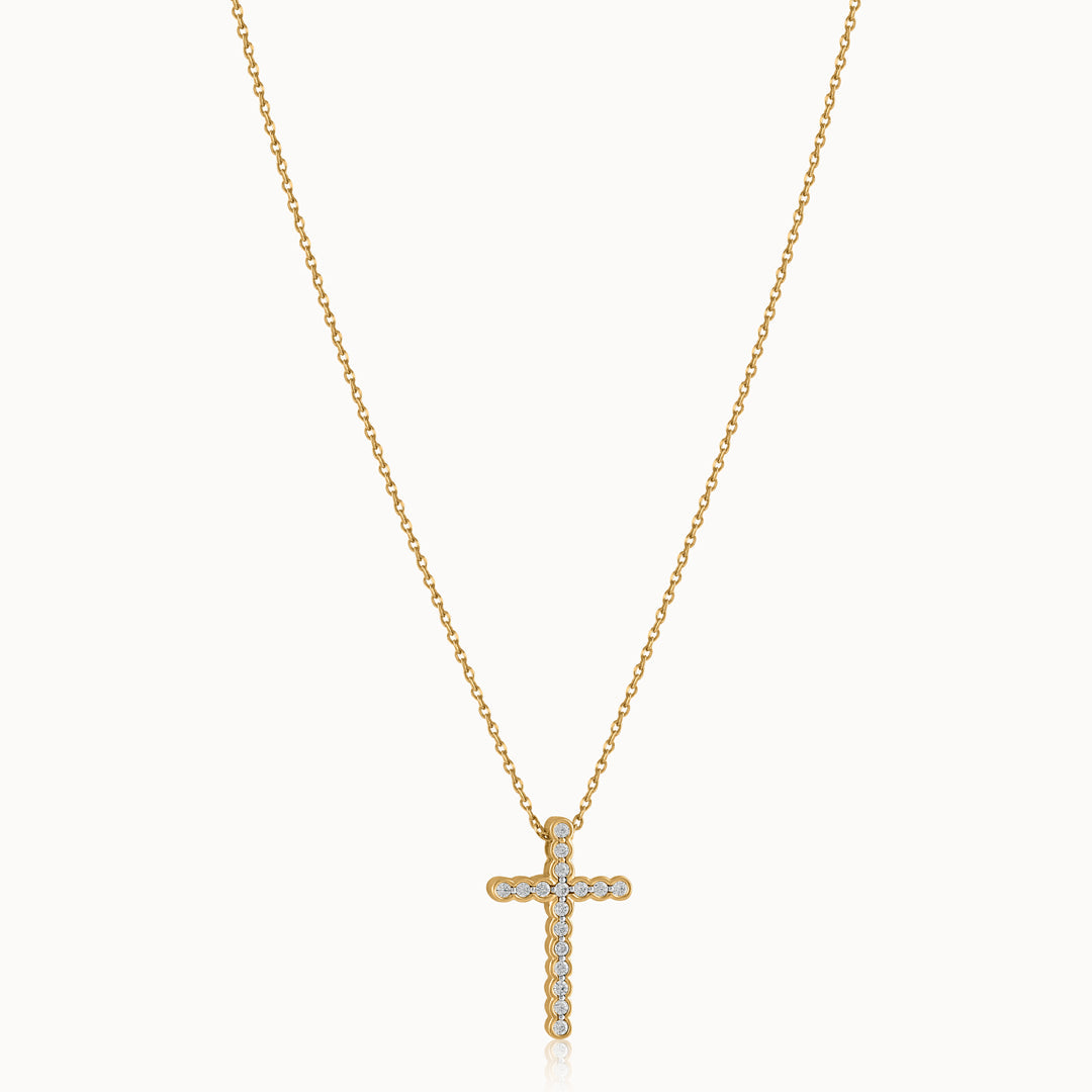 Divine Diamond Cross Necklace, 14K Gold Vermeil, 1/4 ct Lab Grown Diamond-3