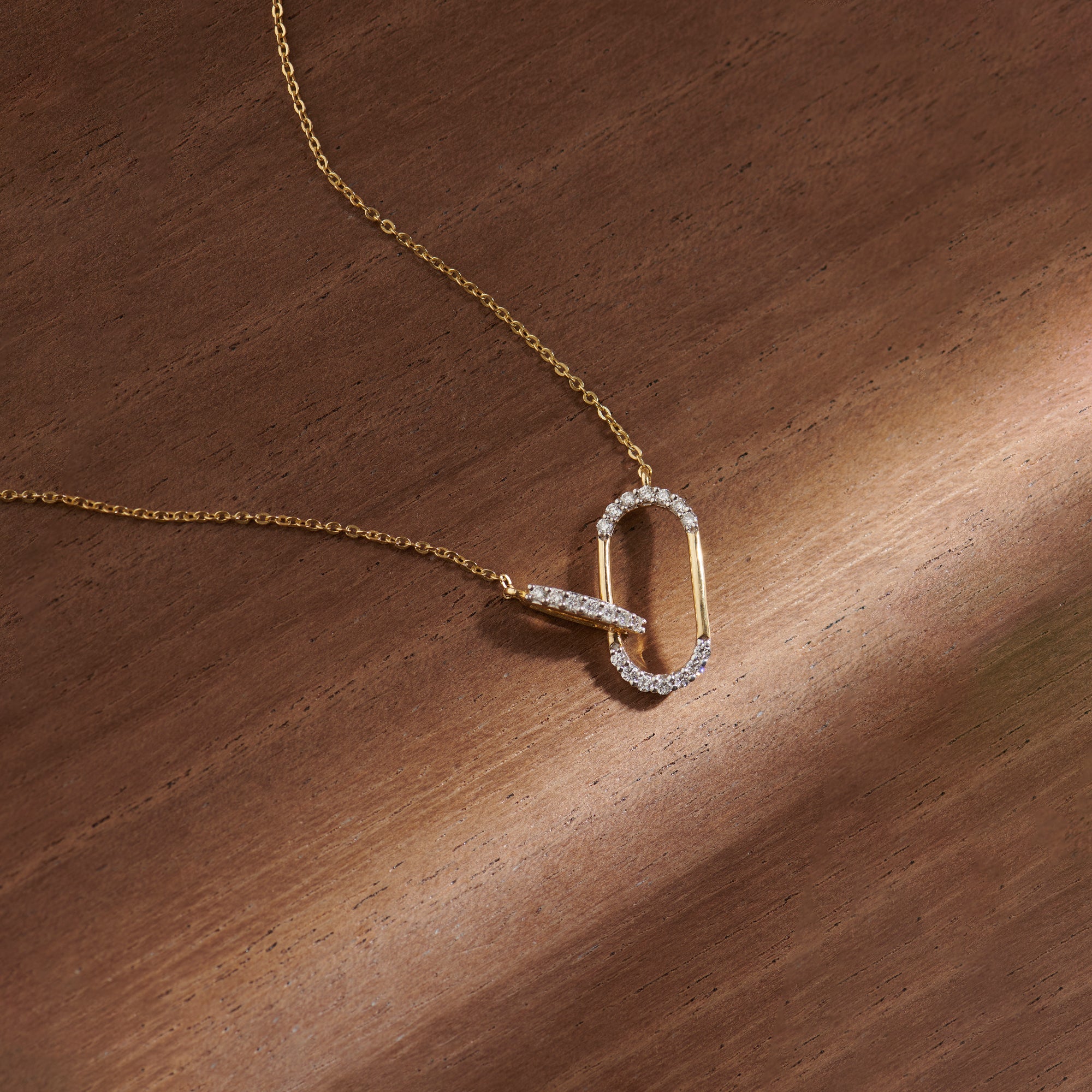 Interlink Paperclip Necklace, 14K Gold Vermeil, 1/4 ct Lab Grown Diamond-1