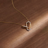 Interlink Paperclip Necklace, 14K Gold Vermeil, 1/4 ct Lab Grown Diamond-1