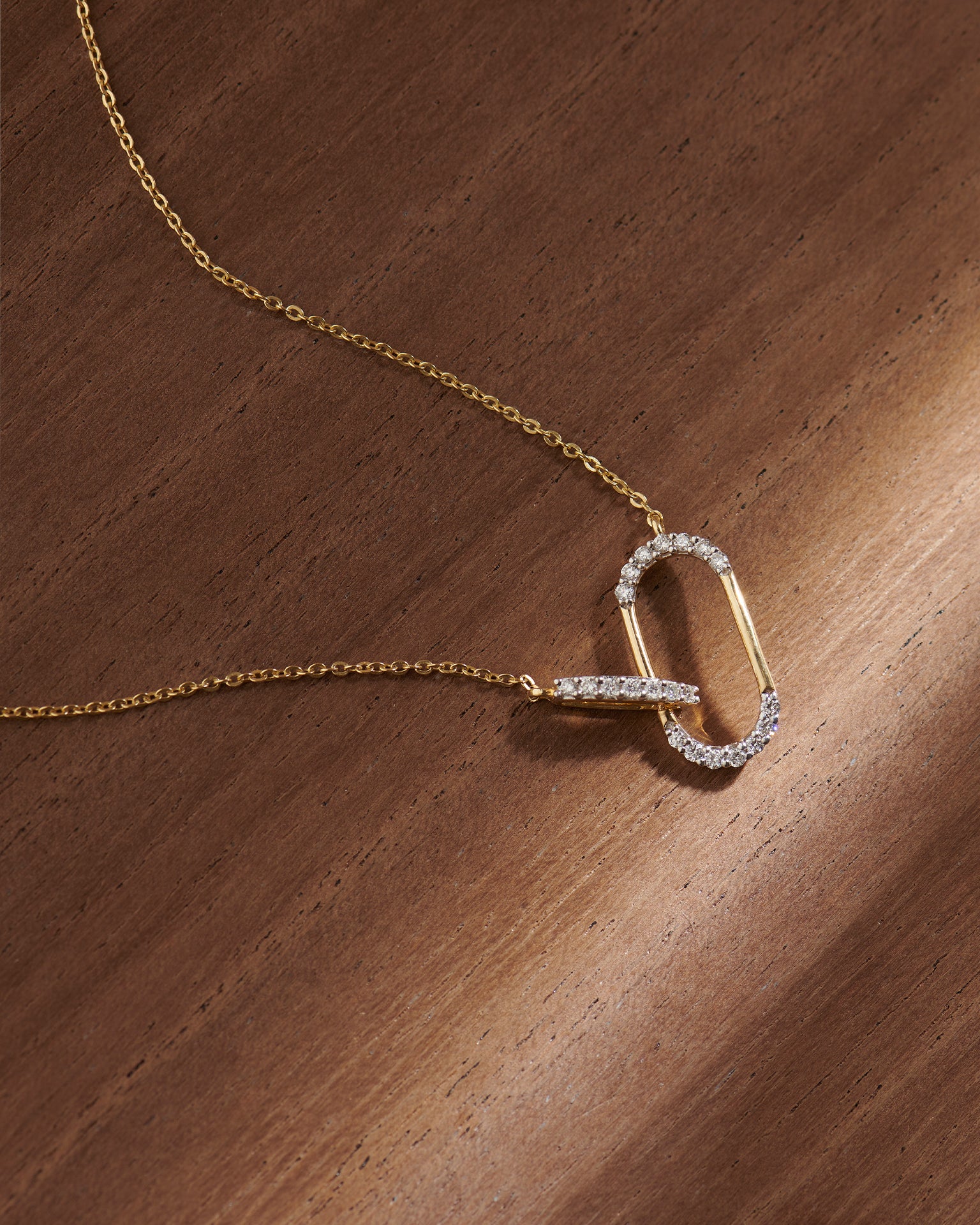 Interlink Paperclip Necklace, 14K Gold Vermeil, 1/4 ct Lab Grown Diamond-6