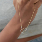 Interlink Paperclip Necklace, 14K Gold Vermeil, 1/4 ct Lab Grown Diamond-4