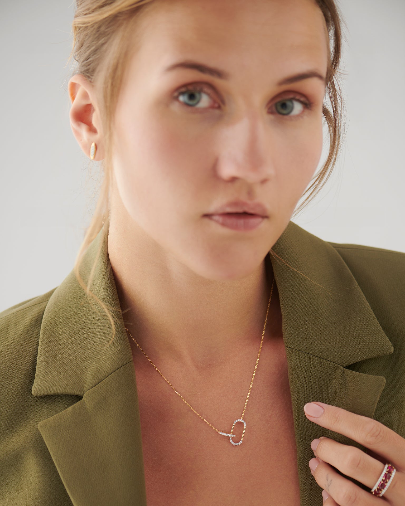 Interlink Paperclip Necklace, 14K Gold Vermeil, 1/4 ct Lab Grown Diamond-2