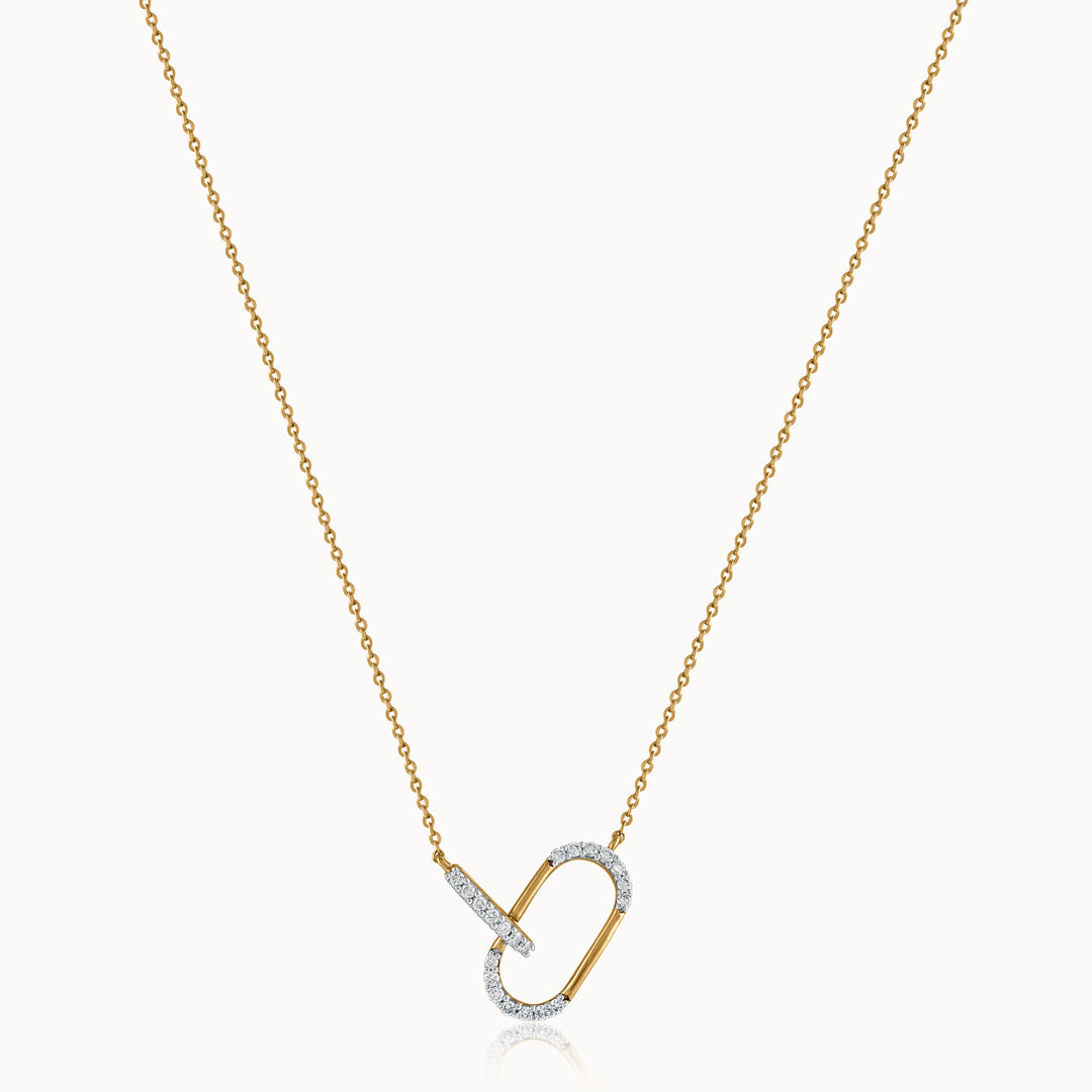 Interlink Paperclip Necklace, 14K Gold Vermeil, 1/4 ct Lab Grown Diamond-3