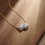 Twin Glow Diamond Necklace, 14K Solid Gold, 3/4 ct Lab Grown Diamond-1