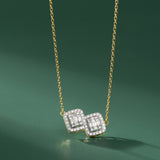 Twin Glow Diamond Necklace, 14K Solid Gold, 3/4 ct Lab Grown Diamond-5