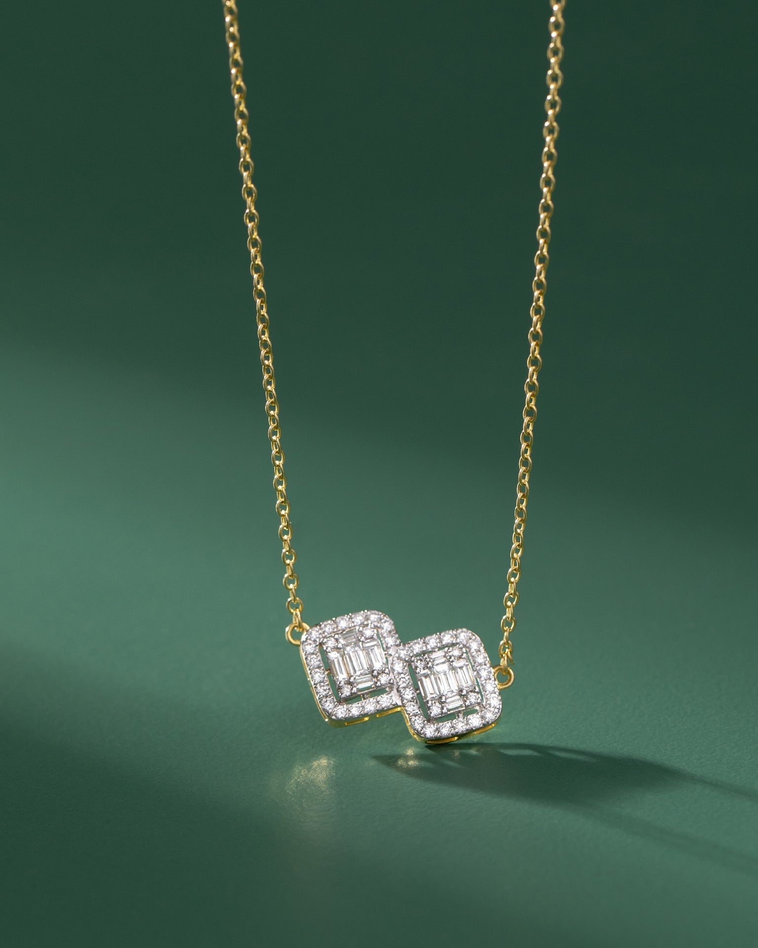 Twin Glow Diamond Necklace, 14K Solid Gold, 3/4 ct Lab Grown Diamond-5