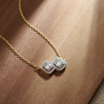 Twin Glow Diamond Necklace, 14K Solid Gold, 3/4 ct Lab Grown Diamond-6