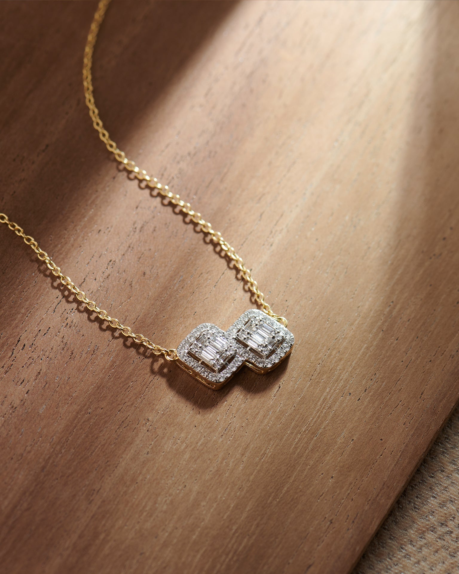 Twin Glow Diamond Necklace, 14K Solid Gold, 3/4 ct Lab Grown Diamond-6