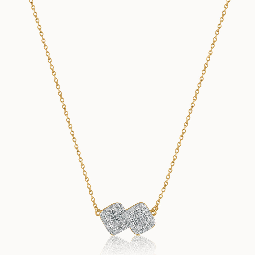 Twin Glow Diamond Necklace, 14K Gold Vermeil, 3/4 ct Lab Grown Diamond-3