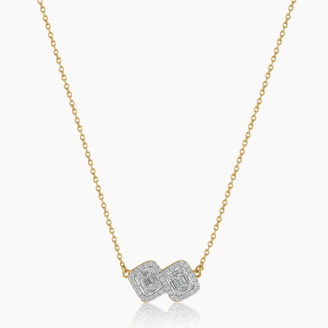 Twin Glow Diamond Necklace, 14K Solid Gold, 3/4 ct Lab Grown Diamond-3
