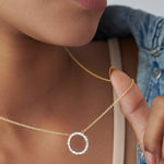 Refined Diamond Halo Necklace, 14K Gold Vermeil, 3/4 ct Lab Grown Diamond-4