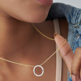 Refined Diamond Halo Necklace, 14K Solid Gold, 3/4 ct Lab Grown Diamond-4