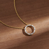 Refined Diamond Halo Necklace, 14K Gold Vermeil, 3/4 ct Lab Grown Diamond-6