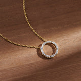 Refined Diamond Halo Necklace, 14K Gold Vermeil, 3/4 ct Lab Grown Diamond-6