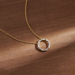 Refined Diamond Halo Necklace, 14K Gold Vermeil, 3/4 ct Lab Grown Diamond-1
