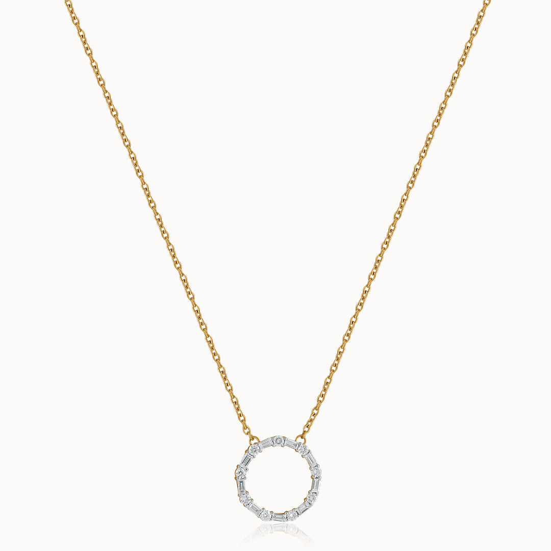Refined Diamond Halo Necklace, 14K Gold Vermeil, 3/4 ct Lab Grown Diamond-3
