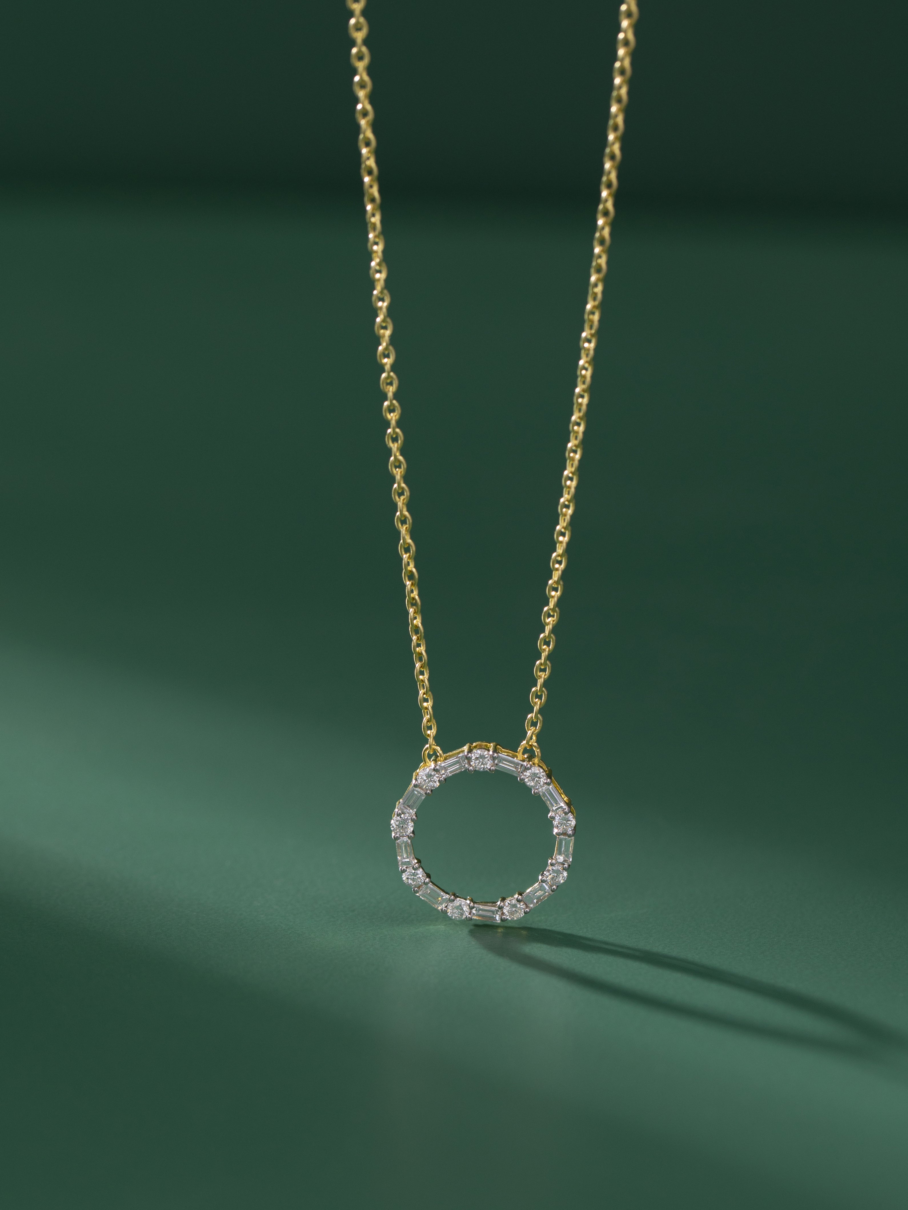 Refined Diamond Halo Necklace, 14K Gold Vermeil, 3/4 ct Lab Grown Diamond-5