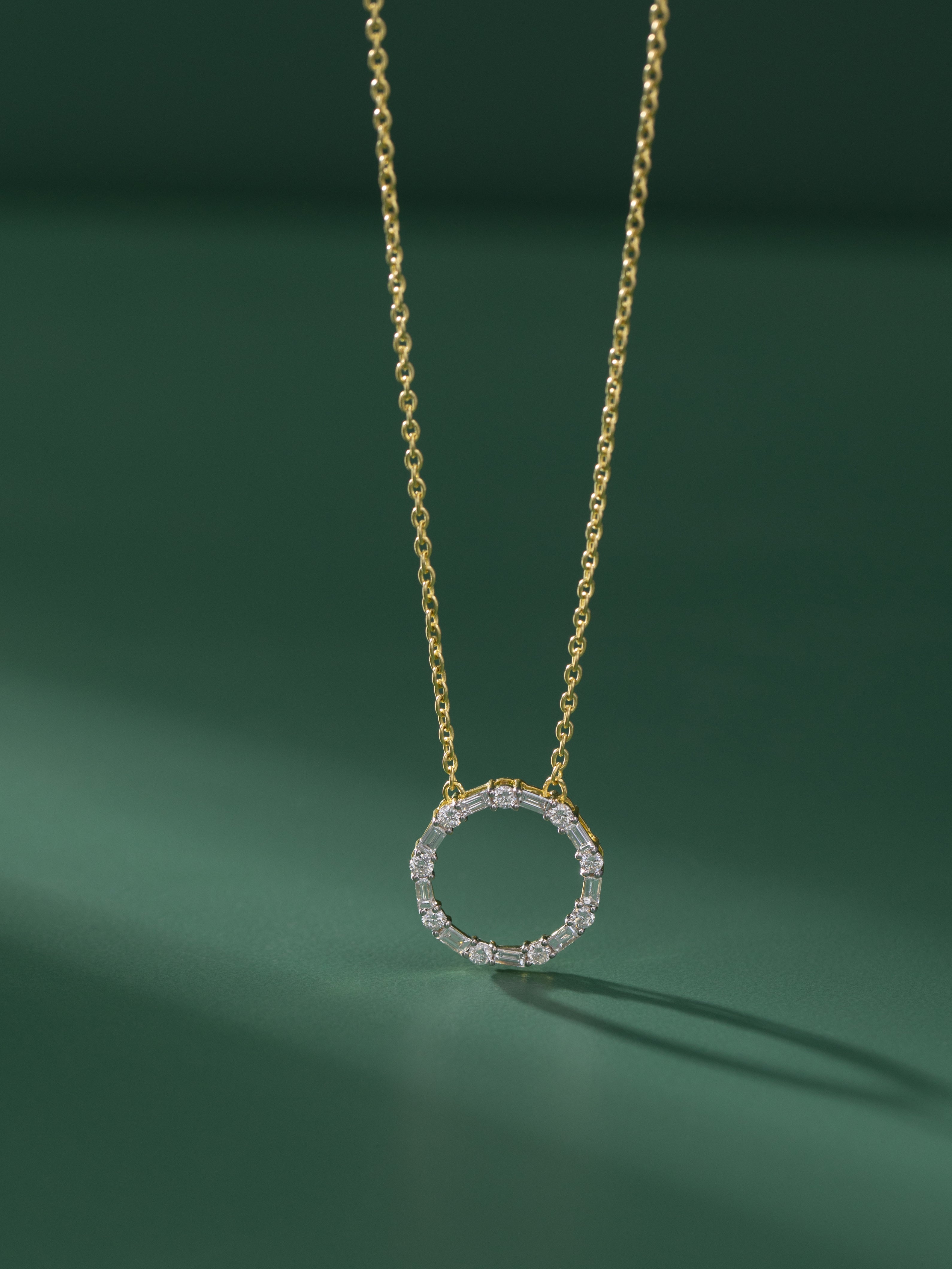 Refined Diamond Halo Necklace, 14K Solid Gold, 3/4 ct Lab Grown Diamond-5