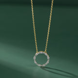 Refined Diamond Halo Necklace, 14K Gold Vermeil, 3/4 ct Lab Grown Diamond-5