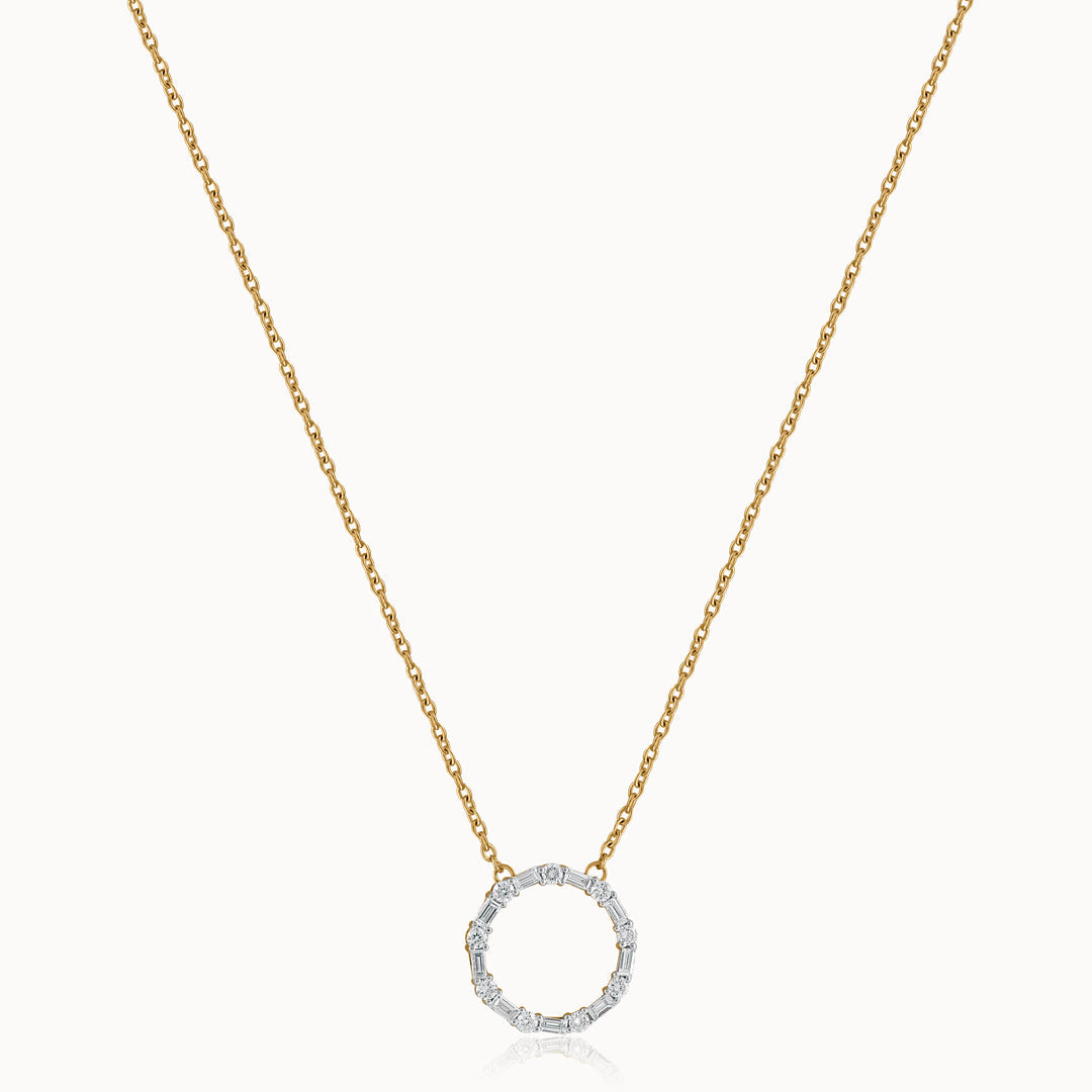 Refined Diamond Halo Necklace, 14K Solid Gold, 3/4 ct Lab Grown Diamond-3